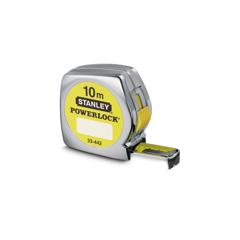 Stanley Bandmaß Powerlock, 10 Meter(silber/gelb, 25mm, Kunststoffgehäuse)
