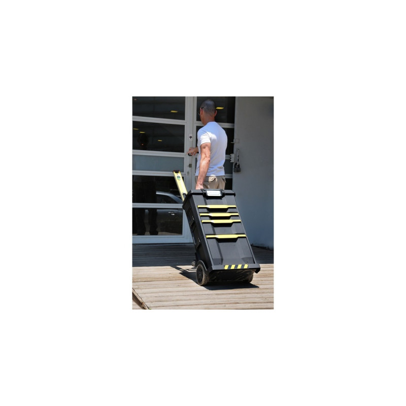 Stanley Rollende Werkstatt 3-in-1, Werkzeugwagen(schwarz/gelb, mit Trolley-Griff)