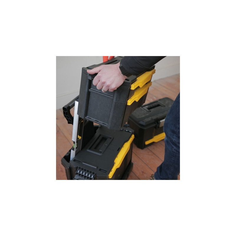 Stanley Rollende Werkstatt 3-in-1, Werkzeugwagen(schwarz/gelb, mit Trolley-Griff)