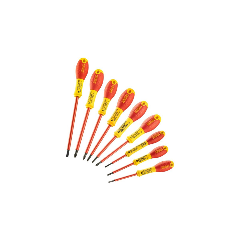 Stanley Schraubendreher-Set FatMax, 10-teilig(rot/gelb, Spannungsprüfer)