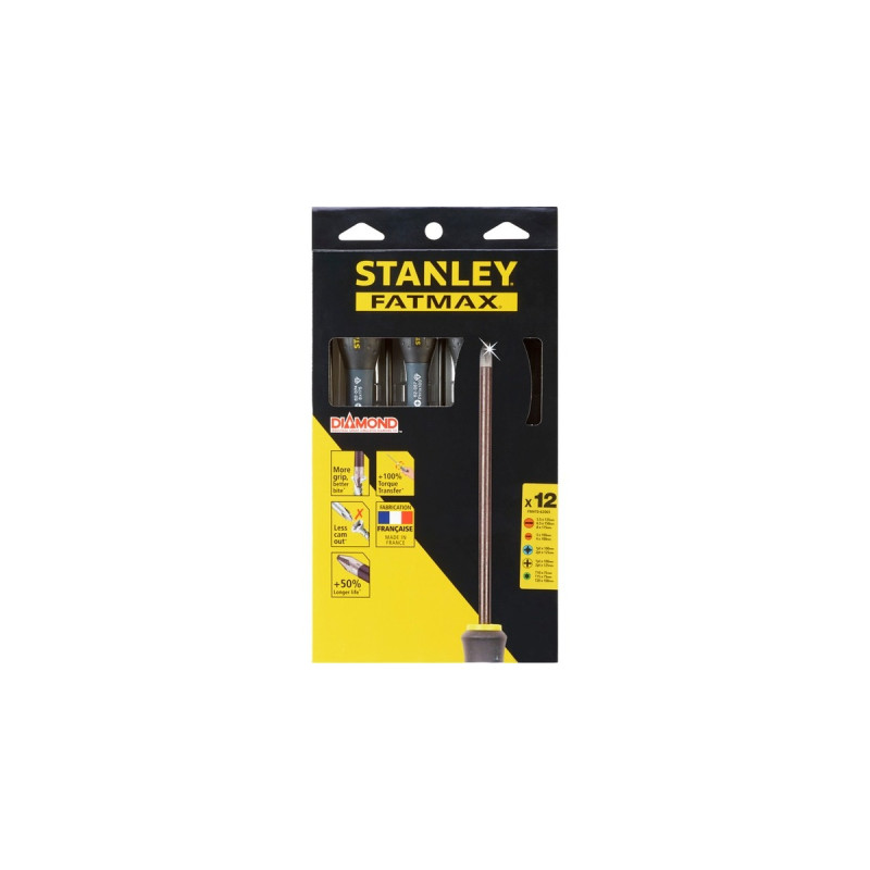 Stanley Schraubendreher-Set FatMax mit Diamantspitze, 12-teilig(schwarz)