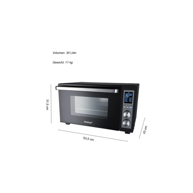 Steba Digitaler Grillbackofen KB E300, Mini-Backofen(schwarz/silber)