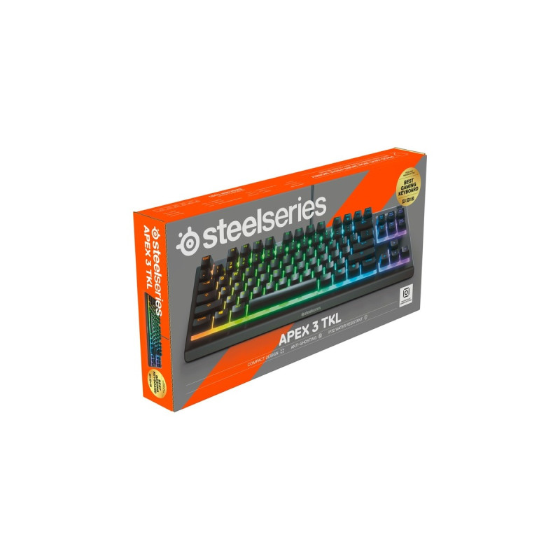 SteelSeries Apex 3 TKL, Gaming-Tastatur(schwarz, DE-Layout, Rubberdome)