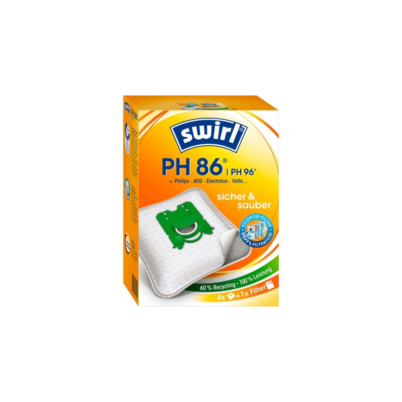 Swirl Staubsaugerbeutel PH86/ PH96 EcoPor(4 Beutel, 1 Abluftfilter)
