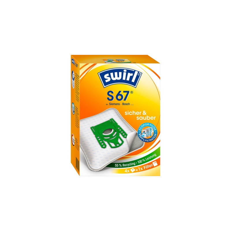 Swirl Staubsaugerbeutel S67 EcoPor(4 Beutel, 1 Abluftfilter)