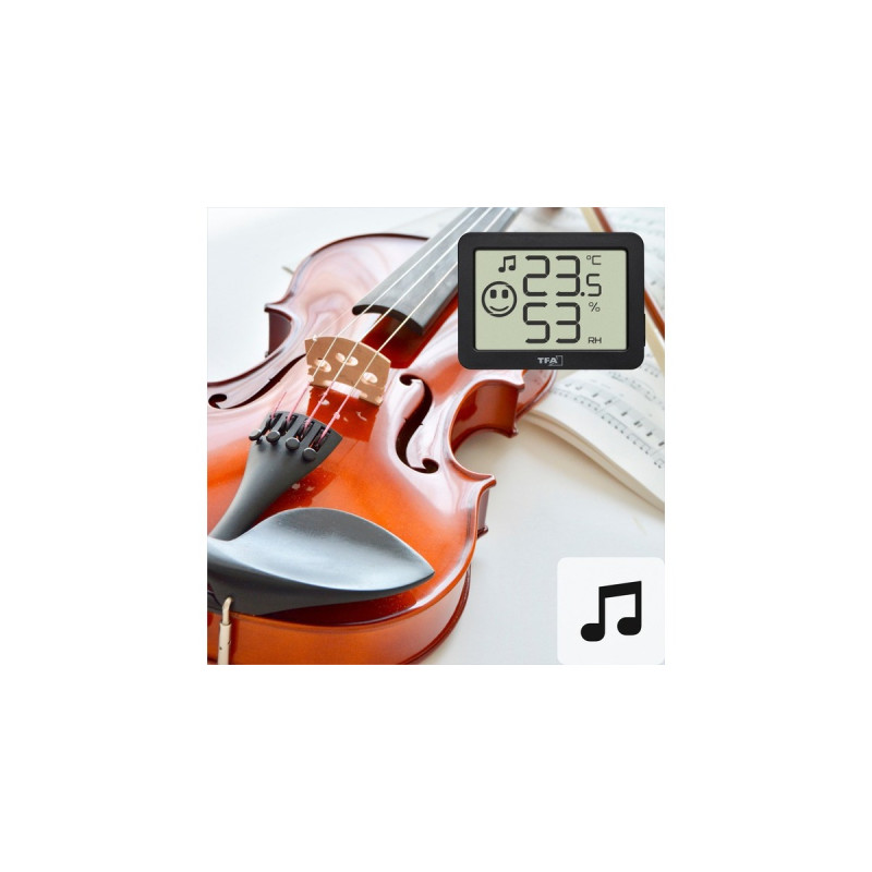 TFA Digitales Thermo-Hygrometer 30.5055, Thermometer(schwarz, 4 Einsatzgebiete: Raumklima, Musikinstrumente, Terrarium, Humidor)
