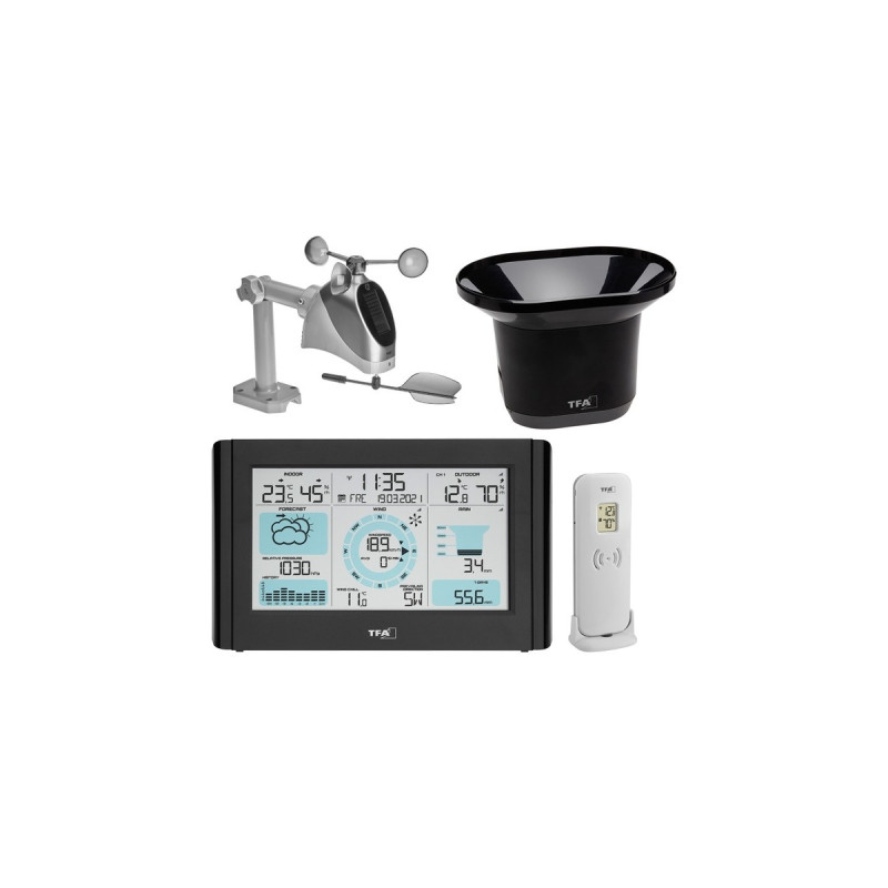 TFA Funk-Wetterstation mit Wind- und Regenmesser WEATHER PRO(schwarz)