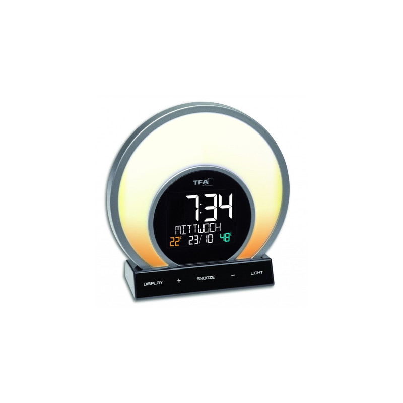 TFA Lichtwecker mit Farbwechsel-Stimmungslicht und Raumklima SOLUNA(schwarz/silber)