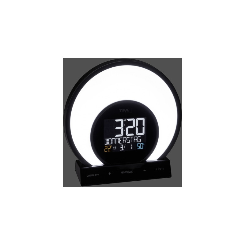 TFA Lichtwecker mit Farbwechsel-Stimmungslicht und Raumklima SOLUNA(schwarz/silber)