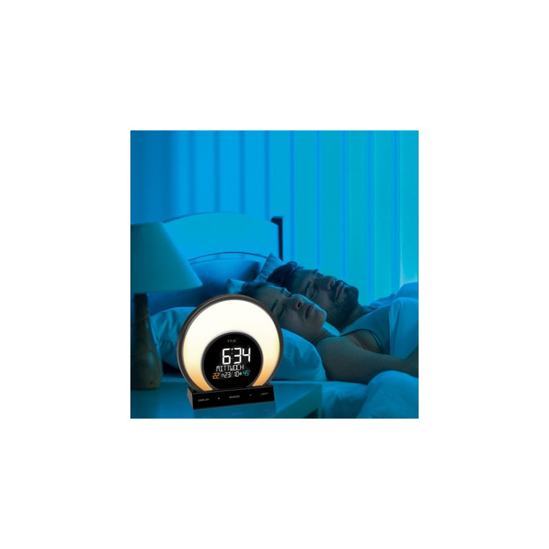 TFA Lichtwecker mit Farbwechsel-Stimmungslicht und Raumklima SOLUNA(schwarz/silber)