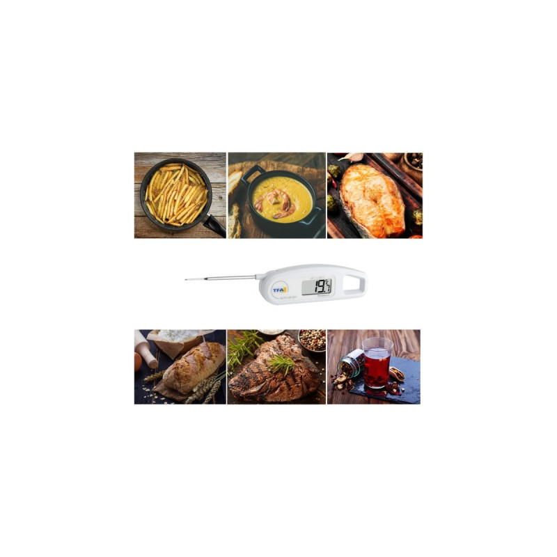 TFA Thermo Jack 30.1047, Thermometer(weiß, Klappthermometer im Taschenformat)