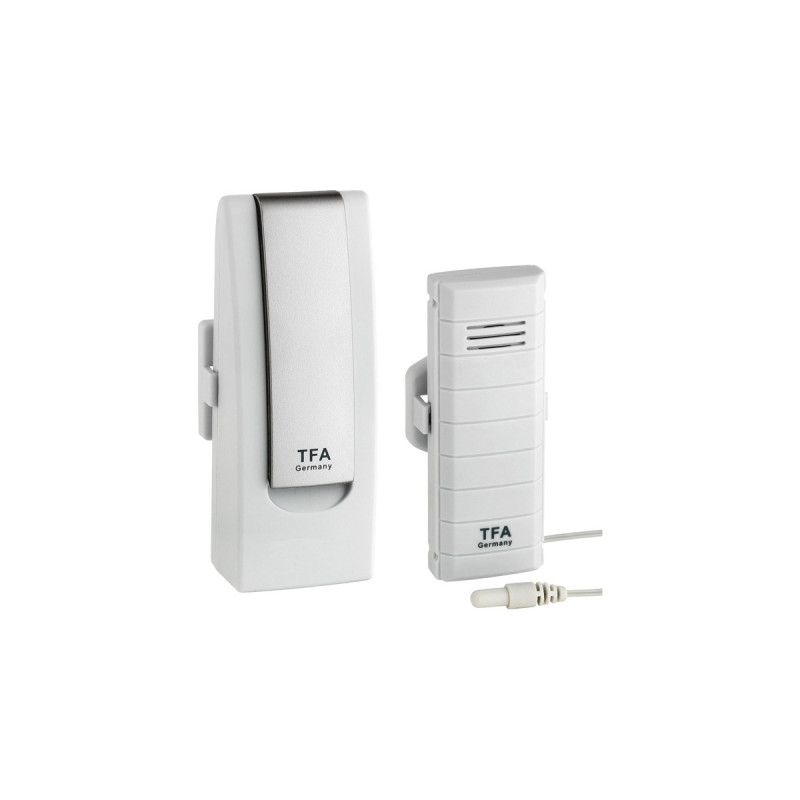 TFA Wetterstation-Set mit Temperatursender mit wasserfestem Kabelfühler(weiß)