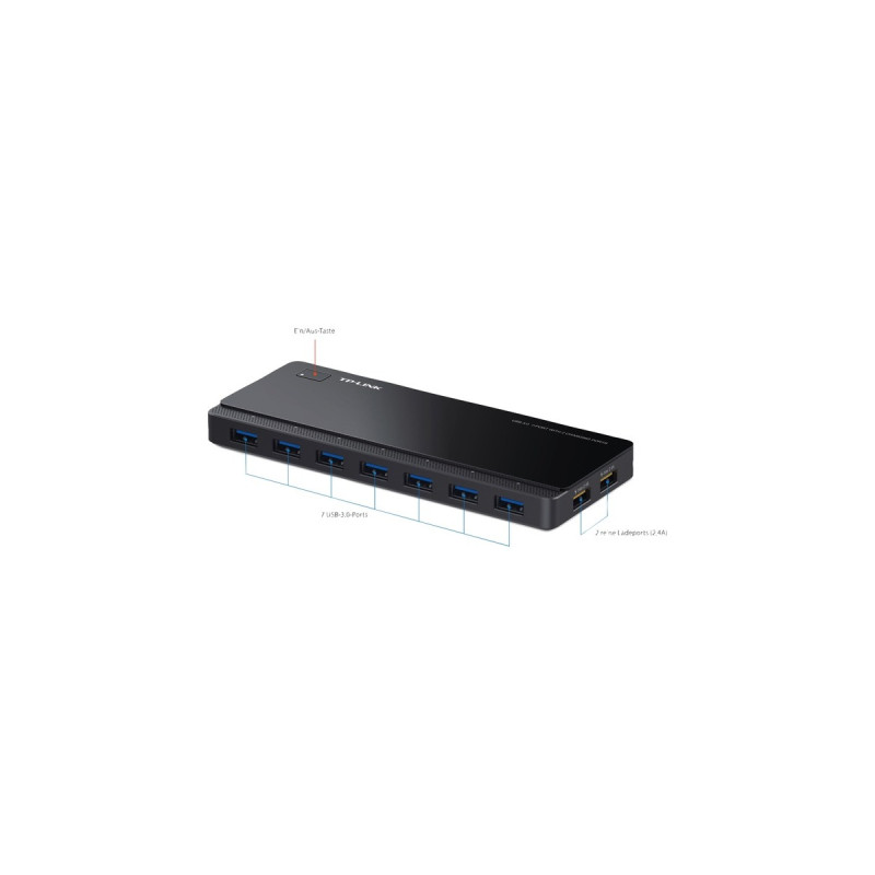 TP-Link 7-Port-USB-3.0-Hub mit 2 Ladeports (UH720), USB-Hub(schwarz, inkl. Netzadapter)