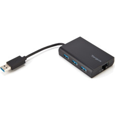 Targus USB 3.0 Hub mit Gigabit Ethernet, USB-Hub(schwarz)