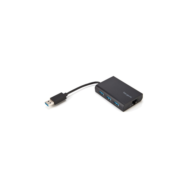 Targus USB 3.0 Hub mit Gigabit Ethernet, USB-Hub(schwarz)