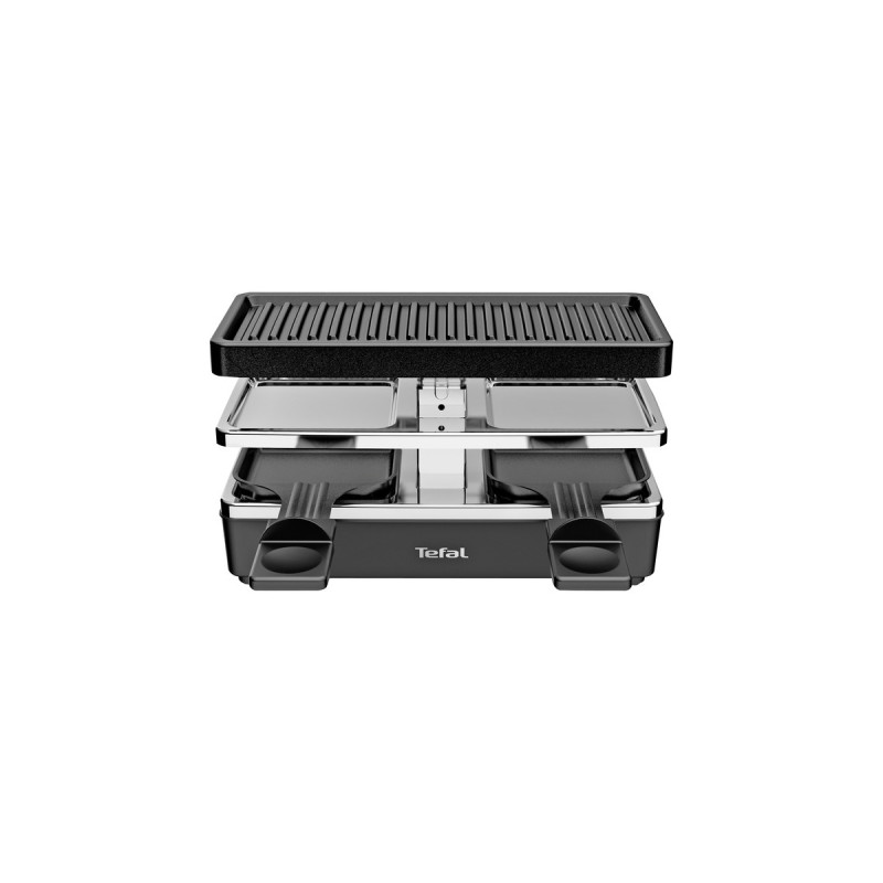 Tefal Raclette-Grill Plug&Share RE2308(schwarz/silber, 400 Watt, für 2 Personen, erweiterbar)