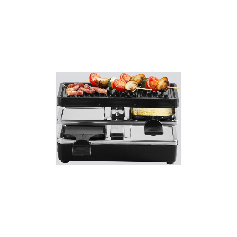 Tefal Raclette-Grill Plug&Share RE2308(schwarz/silber, 400 Watt, für 2 Personen, erweiterbar)