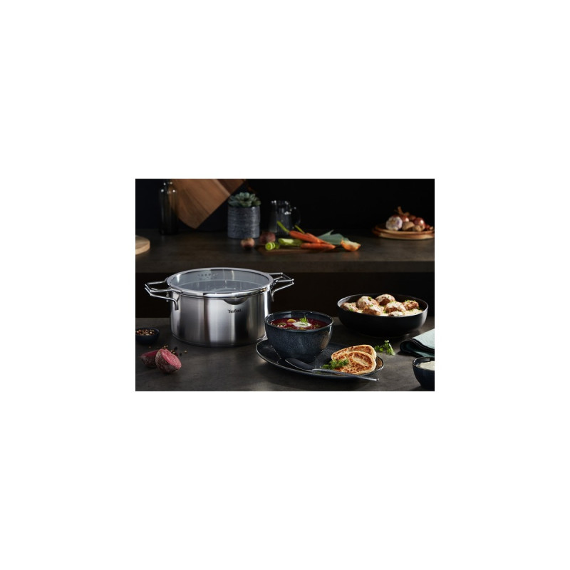 Tefal Topf-Set Nordica H852S3, Ø 16cm/20cm/24cm(edelstahl, 3-teilig, mit Glas-Siebdeckel)