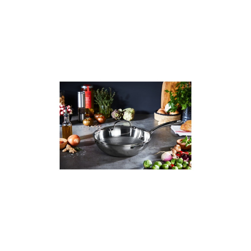Tefal Wok-Pfanne Eternal Mesh, Ø 28cm(edelstahl, mit Glasdeckel)