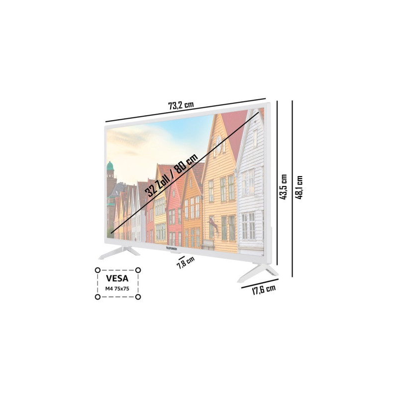 Telefunken XF32SN550SD-W, LED-Fernseher(80 cm (32 Zoll), weiß, FullHD, Triple Tuner, SmartTV)