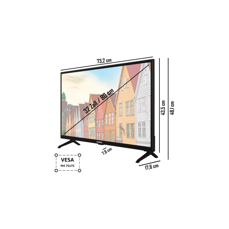 Telefunken XF32SN550SD, LED-Fernseher(80 cm (32 Zoll), schwarz, FullHD, Triple Tuner, SmartTV)