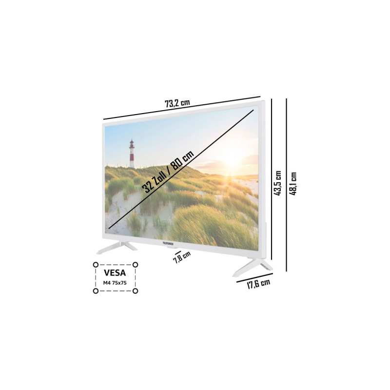 Telefunken XF32SN550S-W, LED-Fernseher(80 cm (32 Zoll), weiß, FullHD, Triple Tuner, SmartTV)