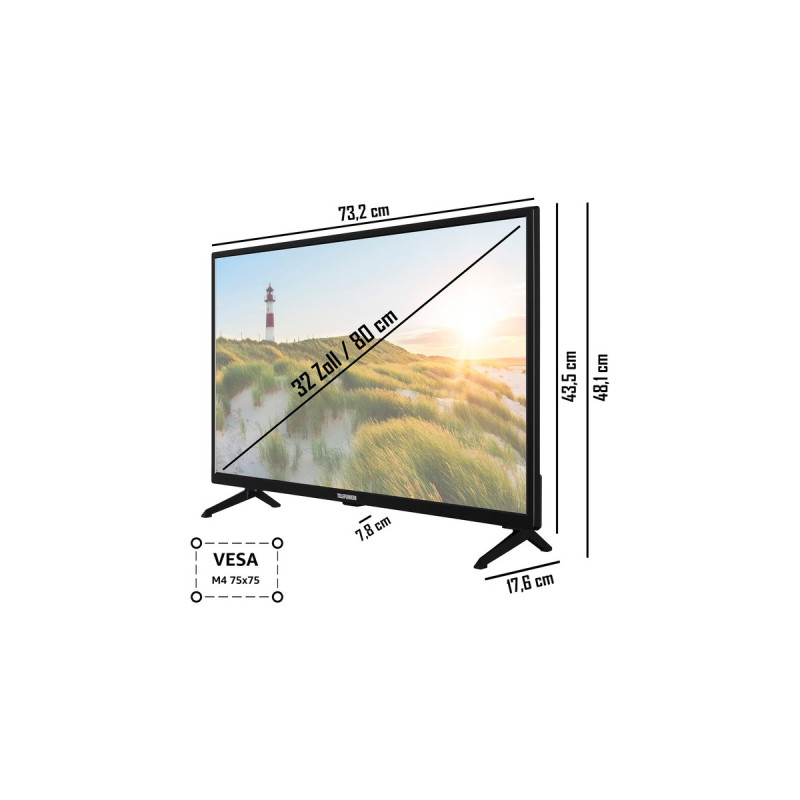 Telefunken XF32SN550S, LED-Fernseher(80 cm (32 Zoll), schwarz, FullHD, Triple Tuner, SmartTV)