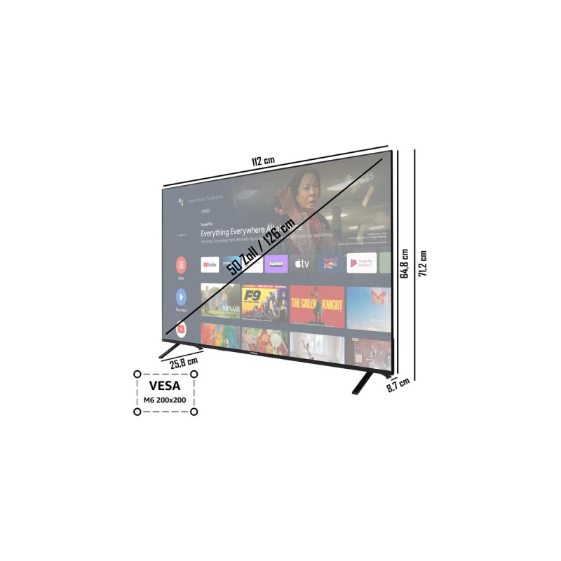 Telefunken XU50AN751S, LED-Fernseher(126 cm (50 Zoll), schwarz, UltraHD/4K, Triple Tuner, SmartTV)