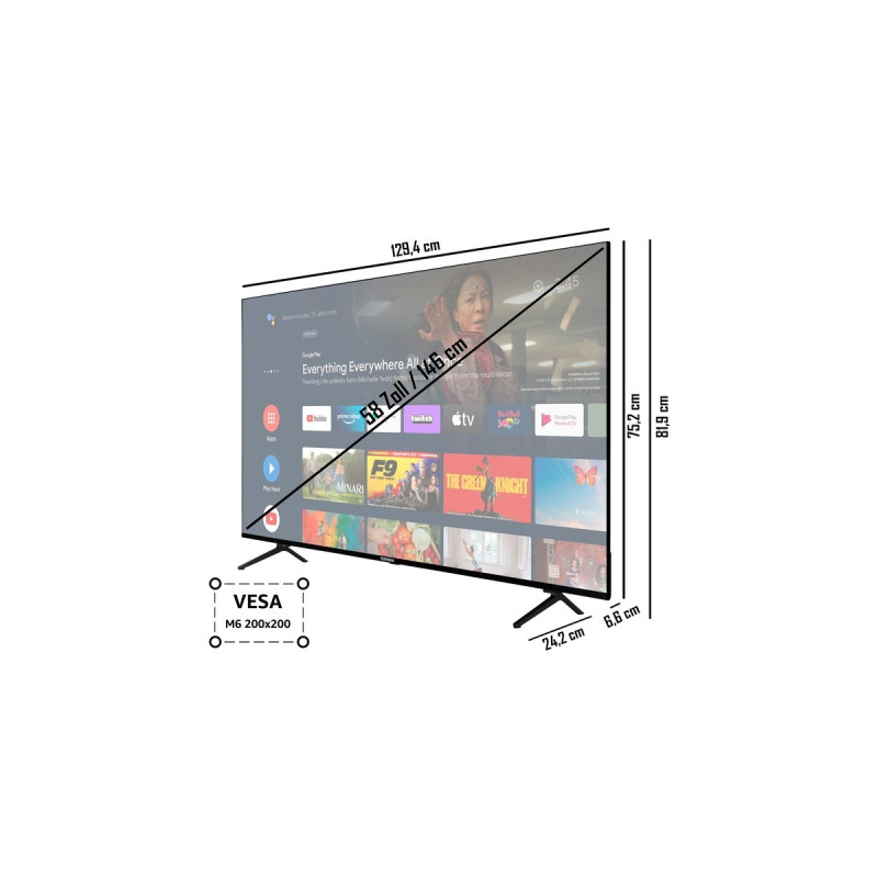 Telefunken XU58AN660S, LED-Fernseher(146 cm (58 Zoll), schwarz, UltraHD/4K, Triple Tuner, SmartTV, HDR, Dolby Vision)