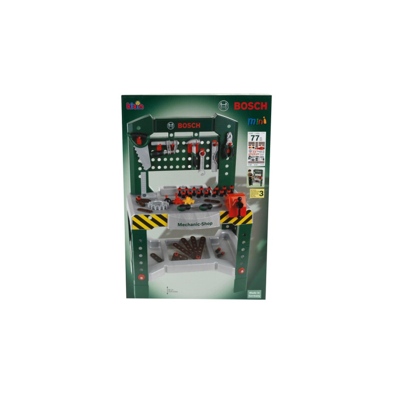 Theo Klein Bosch Werkbank mit 77-teiligem Zubehörset, Kinderwerkzeug(grün/grau)