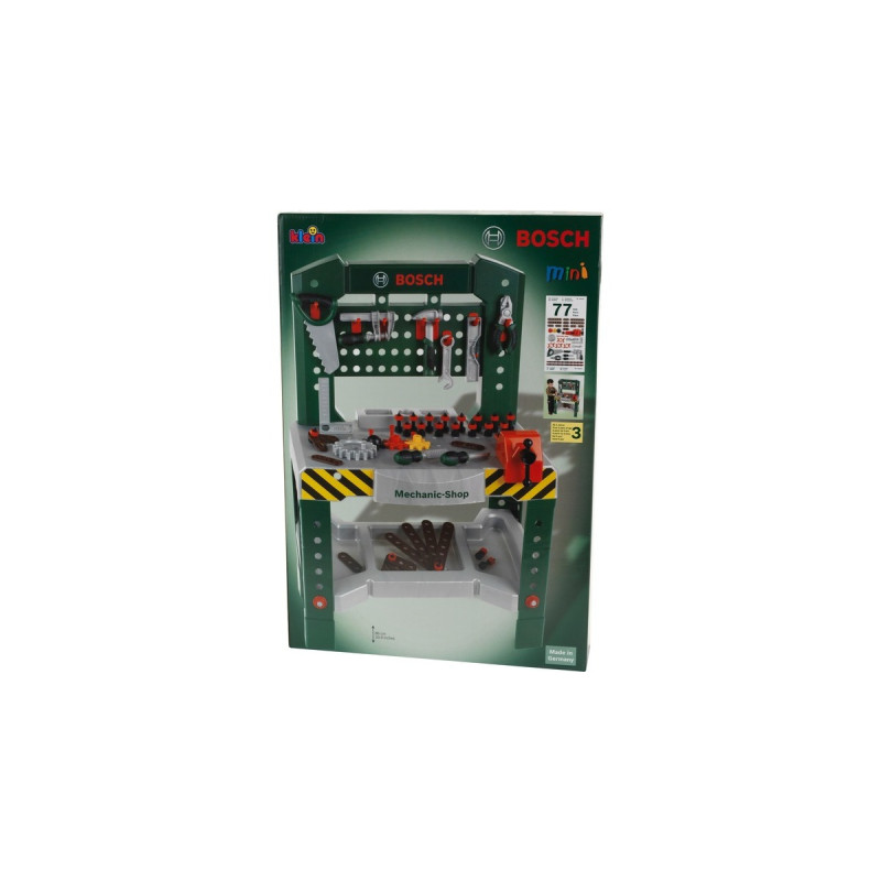Theo Klein Bosch Werkbank mit 77-teiligem Zubehörset, Kinderwerkzeug(grün/grau)