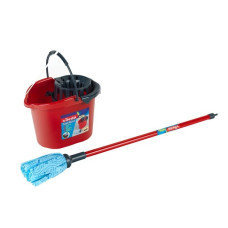 Theo Klein Vileda Eimer mit Aufsatz und Wischmop, Kinderhaushaltsgerät(rot/schwarz)