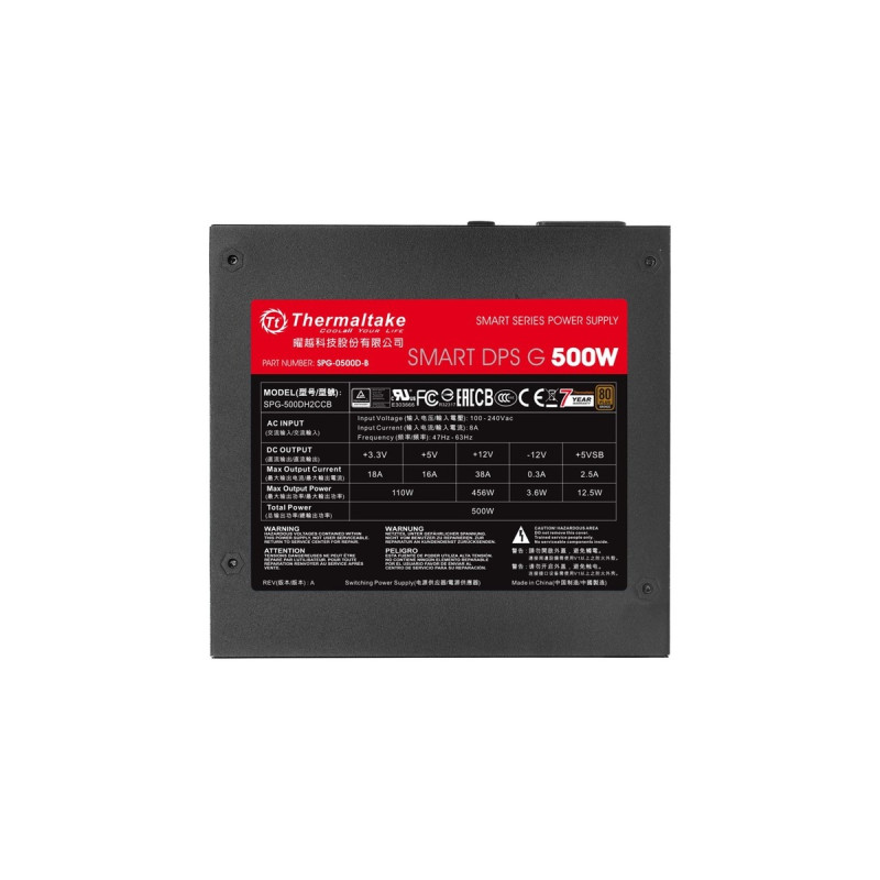 Thermaltake SMART DPS G Digital 500W 80+ Bronze, PC-Netzteil(schwarz, 2x PCIe, Kabel-Management, 500 Watt)