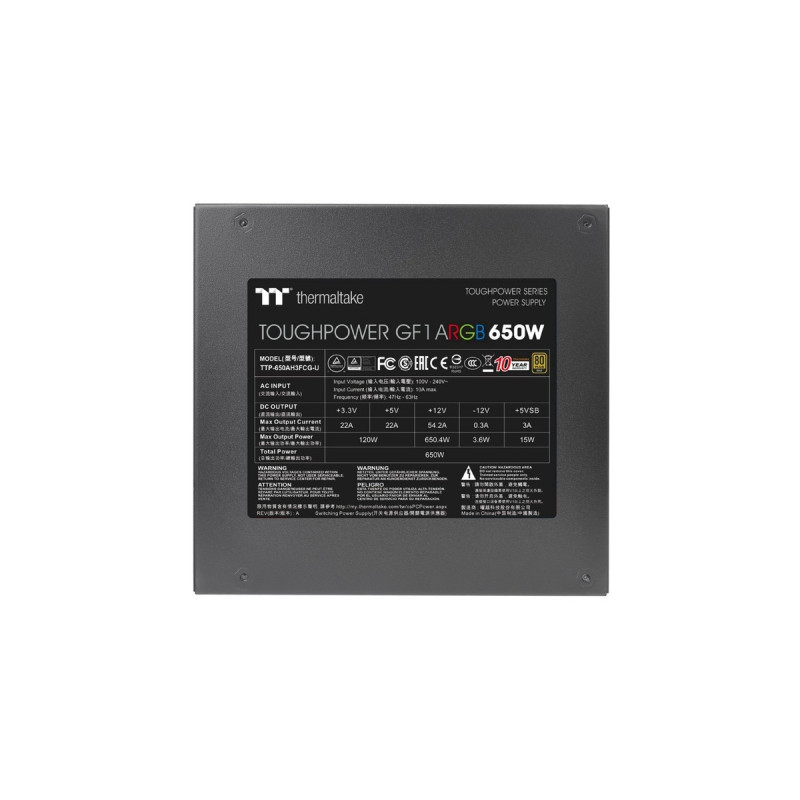 Thermaltake Toughpower GF1 ARGB 650W, PC-Netzteil(schwarz, 4x PCIe, Kabel-Management, 650 Watt)