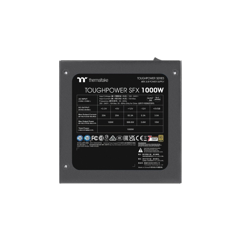 Thermaltake Toughpower SFX 1000W, PC-Netzteil(schwarz, 4x PCIe, Kabel-Management, 1000 Watt)