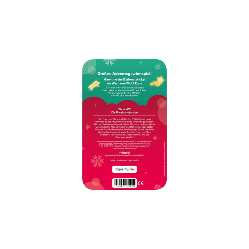 Tigermedia Hör-Adventskalender Die drei !!! - Die Marzipan-Mission, Hörbuch