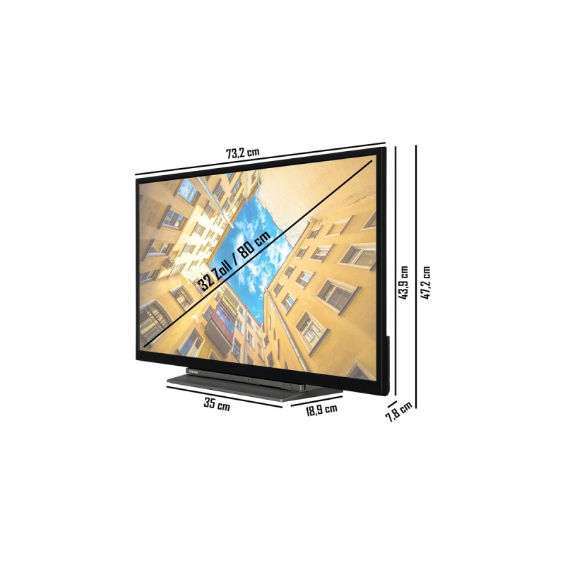 Toshiba 32WK3C63DAY, LED-Fernseher(80 cm (32 Zoll), schwarz, WXGA, HDR, Triple Tuner)