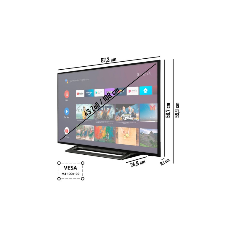 Toshiba 43LA3B63DGW, LED-Fernseher(108 cm (43 Zoll), schwarz, UltraHD/4K, SmartTV, HDR)
