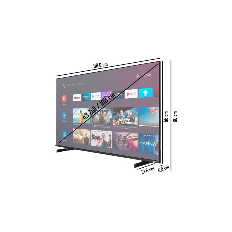 Toshiba 43UA5D63DGY, LED-Fernseher(108 cm (43 Zoll), schwarz, UltraHD/4K, Dolby Vision, AndroidTV)