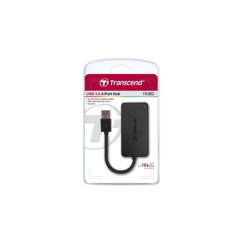 Transcend 4-Port USB 3.0 Hub, USB-Hub(schwarz)