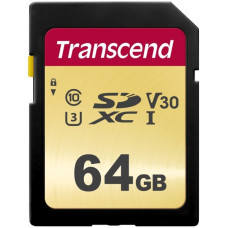 Transcend 500S 64 GB, Speicherkarte(schwarz, UHS-I U3, Class 10, V30)