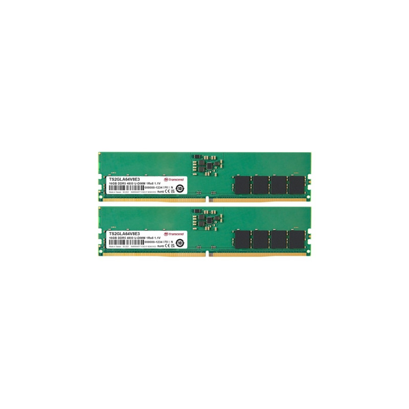 Transcend DIMM 32 GB DDR5-4800, Arbeitsspeicher(grün, TS4GLA64V8E)
