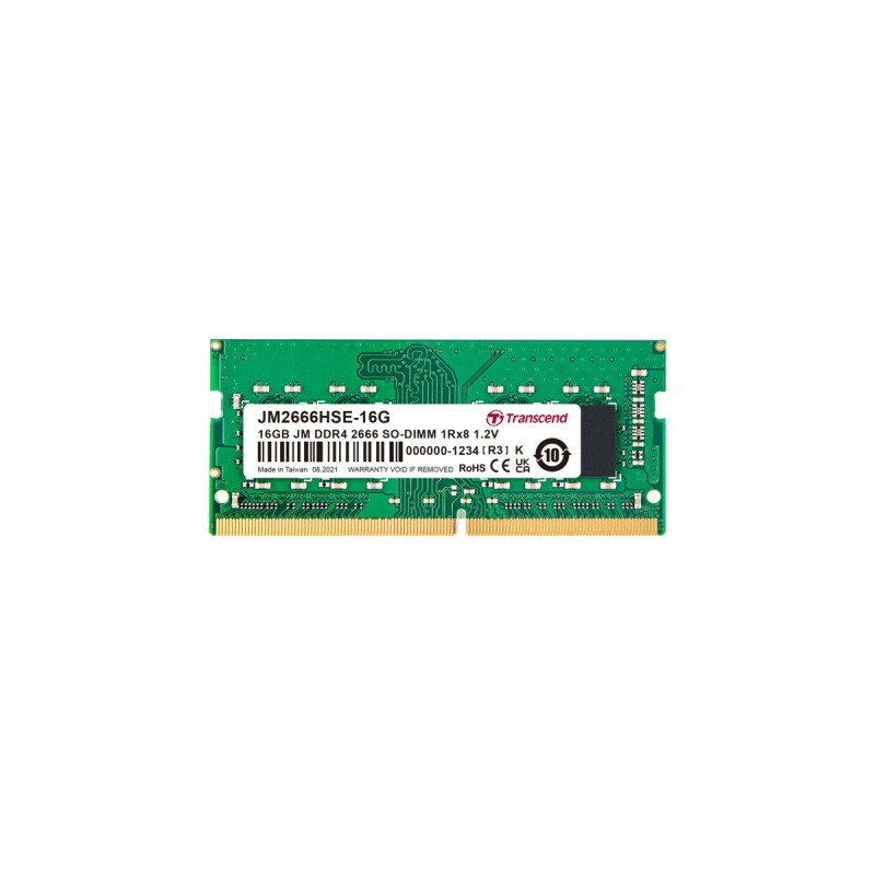 Transcend SO-DIMM 16 GB DDR4-2666, Arbeitsspeicher(schwarz, JM2666HSE-16G, JetRam)