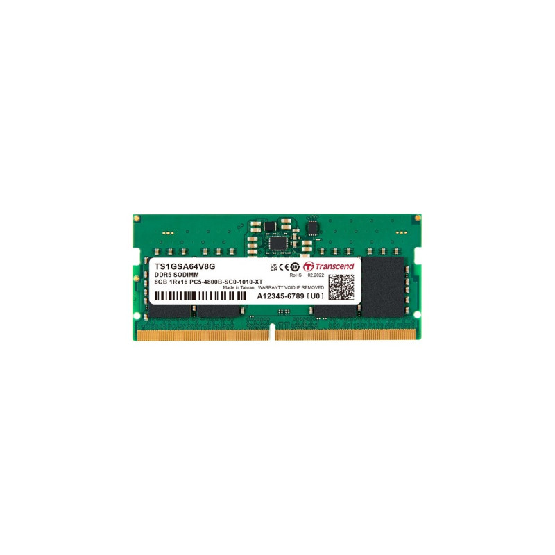 Transcend SO-DIMM 8 GB DDR5-4800, Arbeitsspeicher(grün, TS1GSA64V8G)