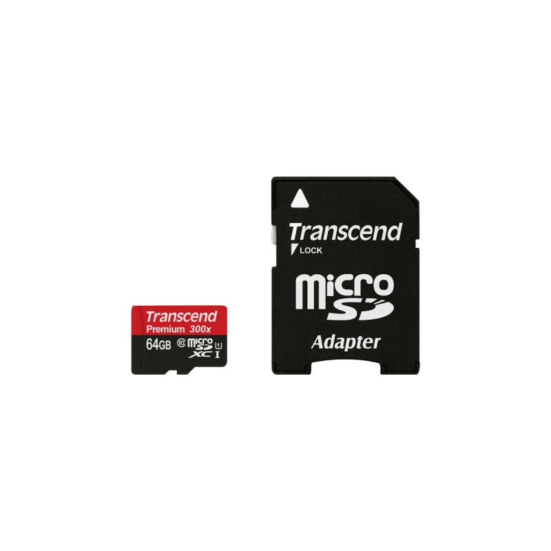 Transcend microSDXC Card 64 GB Premium, Speicherkarte(schwarz, USH-I U1, Class 10)