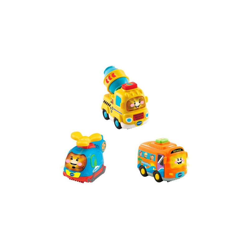 VTech Tut Tut Baby Flitzer - 3er-Set Reisebus, Helikopter, Betonmischer, Spielfahrzeug