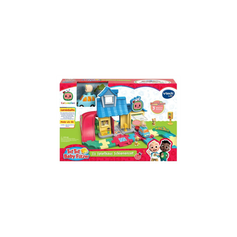 VTech Tut Tut Baby Flitzer - CoComelon JJs Spielhaus Schienenset, Spielgebäude