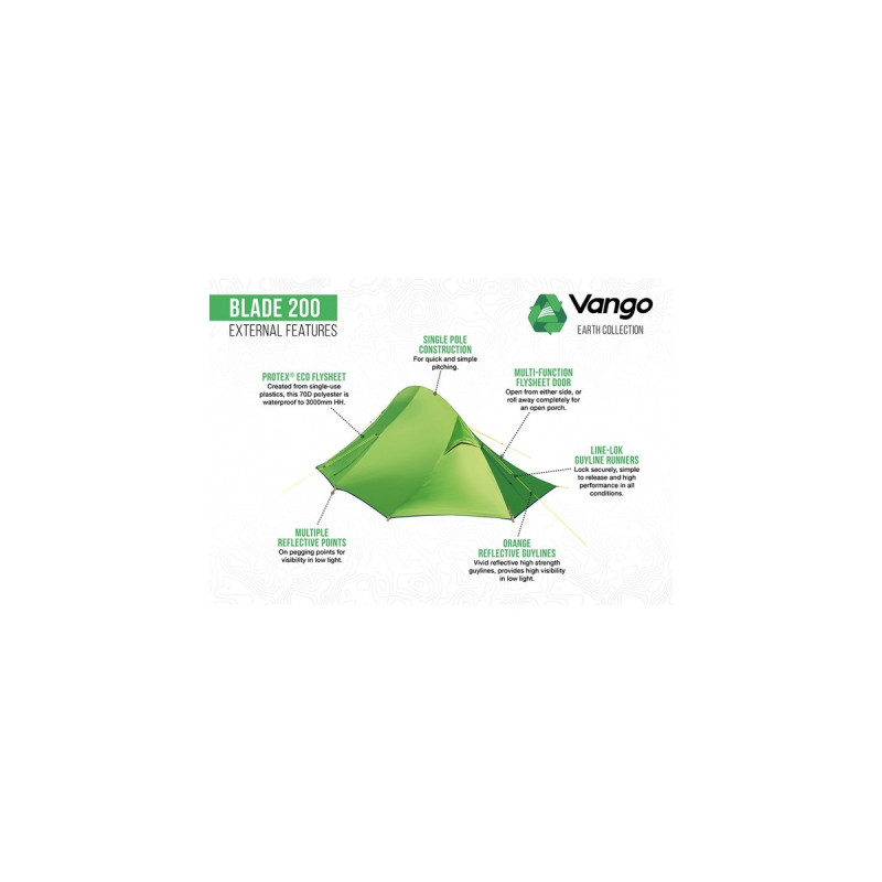 Vango Tunnelzelt Blade 200(grün, mit Vorraum für Gepäck, Modell 2024)