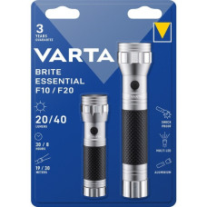 Varta Brite Essential Twin Pack F10 & F20, Taschenlampe(silber/schwarz, zwei Taschenlampen)