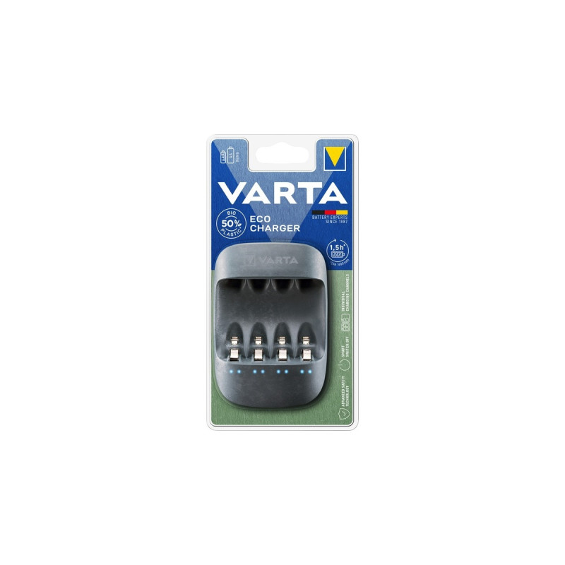 Varta Eco Charger, Ladegerät(inkl. 4x Mignon, AA, 2100 mAh)